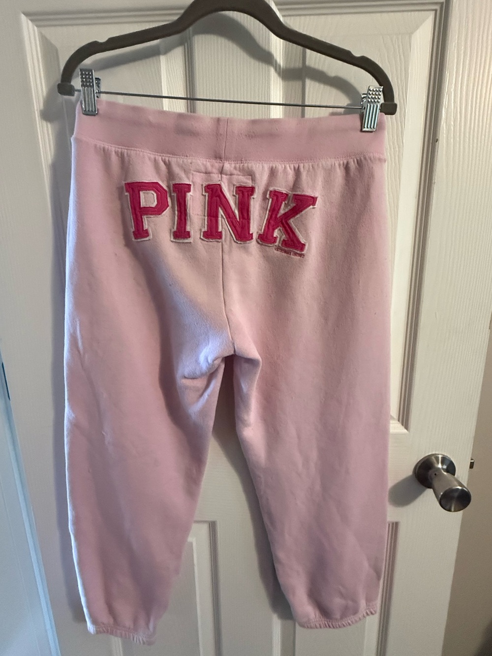 Vintage Y2K PINK Victoria’s Secret Capri Sweatpants Pink Logo Size XS